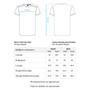 Men's t-shirt size chart with measurements on a white background